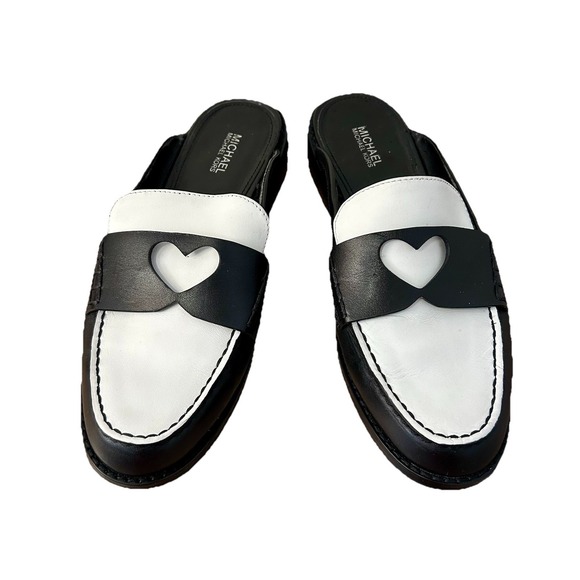 Michael Kors Shoes - Michael Kors Annette Leather Mules TwoTone Black & White Heart EUC 7M Boho Fairy